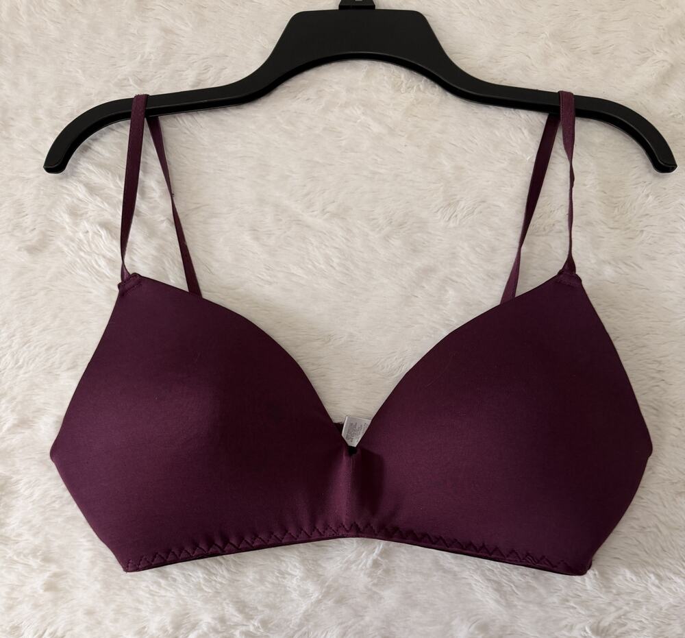 Plum Purple Wireless Contour Bra Womens 38C Smooth Padded Seamless T-Shirt Bra